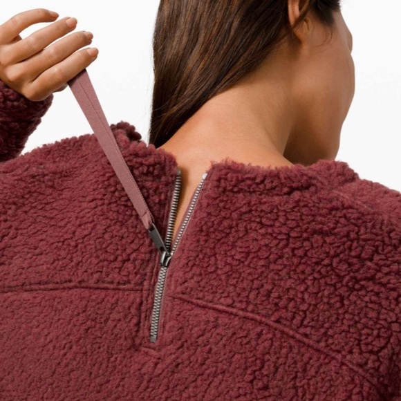 Lululemon Wool Whenever Teddy Crew Sweater Athleisure Savannah Cranberry Red - Picture 3 of 8